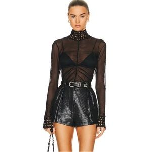 Diotima black two pleat shorts in laminate basket weave